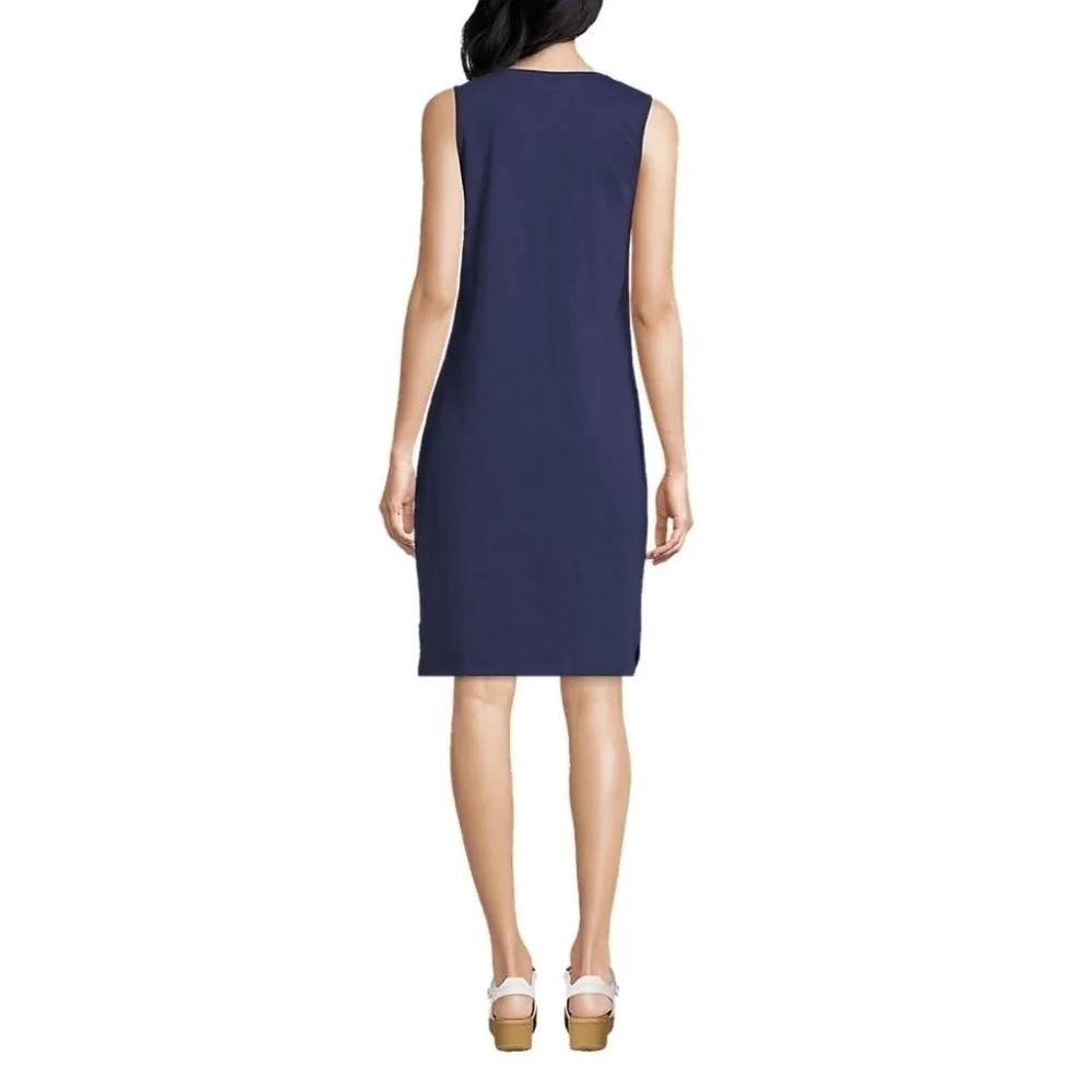 Lands' End embroidered cotton jersey sleeveless swim cover-up dress